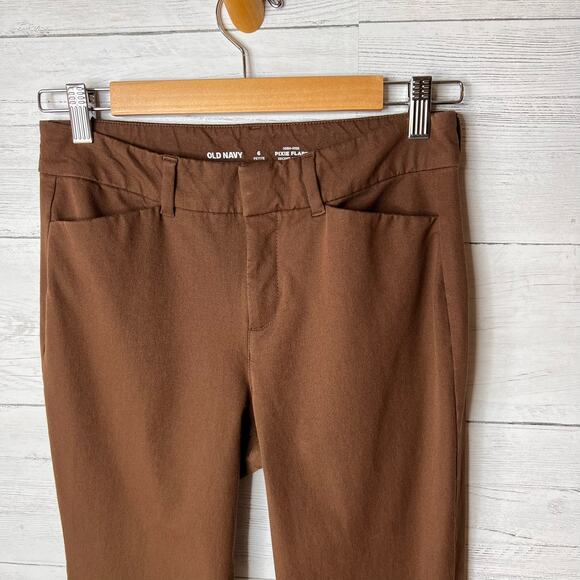 Old Navy Pants Womens Size 6 Petite Chocolate Brown High Rise Pixie Flare - Picture 7 of 16